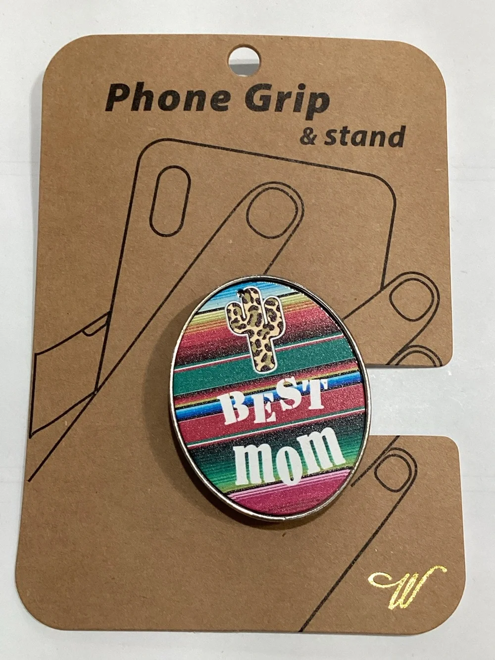 Best Mom Colorful Stripe Phone Grip & Stand - Multicolor